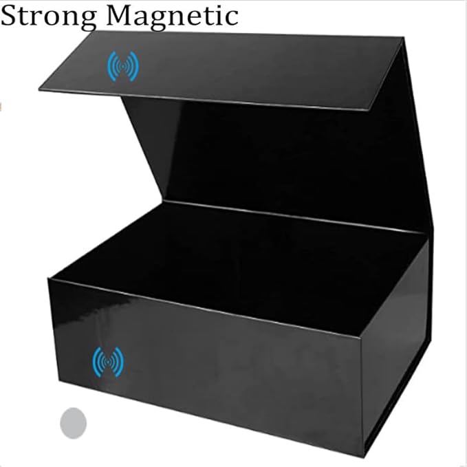 RayofSun Black Gift Boxes with Lids for Presents Small Gift Decorative Boxes 10.5x7x3 inch, Bridesmaid Groomsman Proposal Box for Wedding,Christmas, Birthday(1PC)