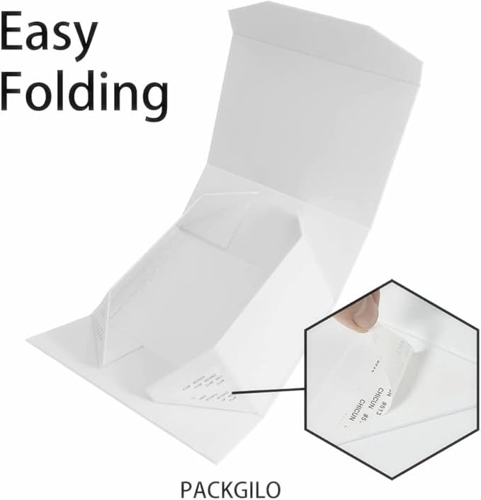 1PCS White Gift Box with Ribbon 9.5x7x4 Inches，Sturdy Gift Box with Lid for Gift Packaging, Foldable Magnetic Closure Storage Boxes, Bridesmaid proposal box, Rectangle Collapsible Box