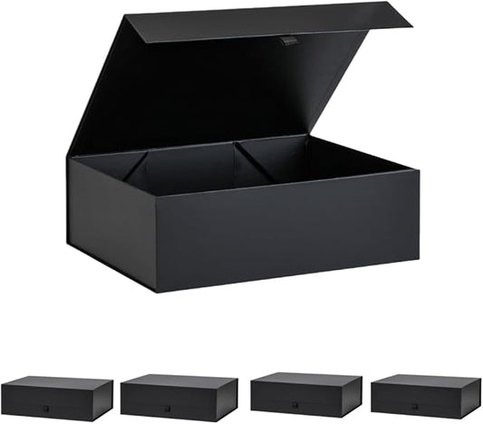 Extra Large Black Gift Box 5 Pack 16.5x14x5.5 Inches,Gift Boxs for Presents with Lid Magnetic Closure Collapsible,Groomsman Proposal Box,Birthday, Christmas,for Clothes and Large Gifts
