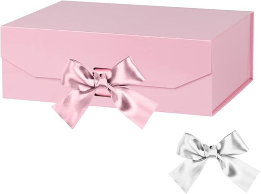 Pink Decorative Groomsman Box - Rectangle Collapsible Gift Box with Lid and Magnetic Closure, 10x7.3x3.5 Inches