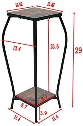 Zhongma 2 Tier 30" Tall Plant Stand with Colorful Slate Top for Balcony, Home, Garden, Backyard Patio with Adjustable Leveling Feet