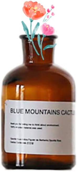 Amber Glass Bud Vase, 1pc Small Decorative Glass Bottles Brown Apothecary Jars Home Decor, Vintage Mini Floral Vases Centerpiece for Wedding Table Decor (125ml/4oz)