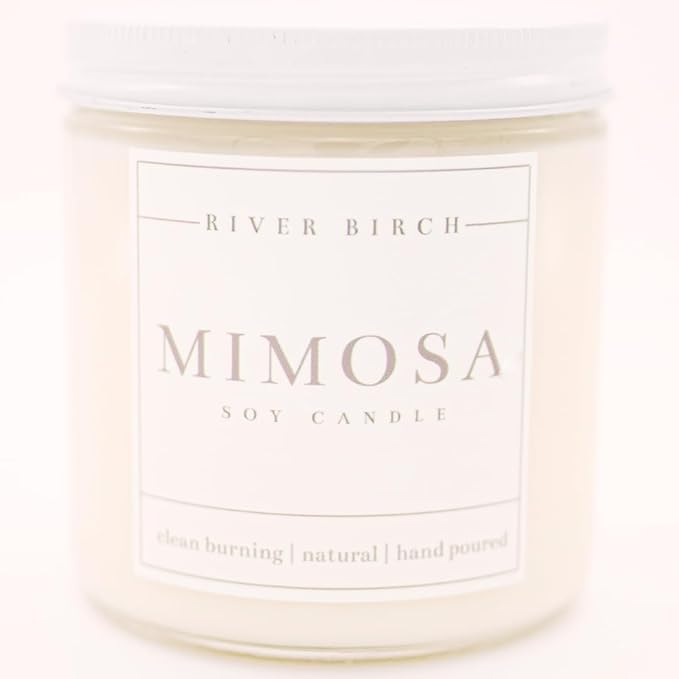 River Birch Candles Mimosa Scented Candle | Premium, All-Natural, Non-Toxic, Soy Candles | 16oz 90 Hr Burn Time | Cozy Relaxing Gifts for Home