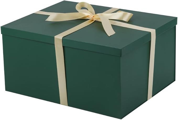 1Pcs Green Extra Large gift box with lids 16.5×13×8 Inches gift boxes for presents,Birthday Box (include Ribbon, Paper Shred Filler Gift Card & Envelopes)