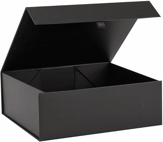 Black Gift Box Large 13.5x11.8x4.7 Inches, Black Gift Boxes for Presents with Magnetic Closure Lid, Luxury Gift Box Rectangle Collapsible Boxes for Gift Packaging