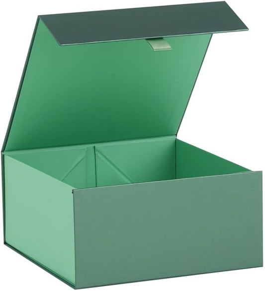 Green Gift Box 8x8x4 Inches Small Gift Boxes for Presents with Magnetic Closure LidLuxury Gift Box for Rectangle Collapsible for Bridesmaid, Wedding, Birthday Gift Packging