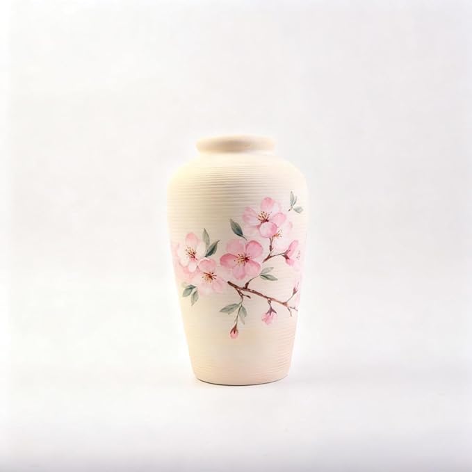 Plain Beige Ceramic Vase for DIY Painting - Customizable Handmade Pottery, Blank Canvas for Flower Arrangements, Home Decor, Wedding & Office Decoration (6.18L x 6.18W x 11H)