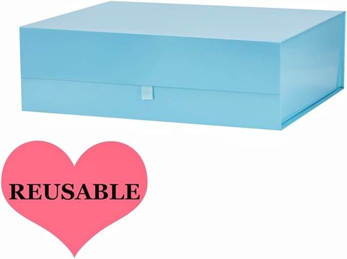 Extra Large Blue Gift Box 3 Pack 19x16x6 Inches,Gift Boxs for Presents with Lid Magnetic Closure Collapsible,Groomsman Proposal Box,Birthday, Christmas,for Clothes and Large Gifts