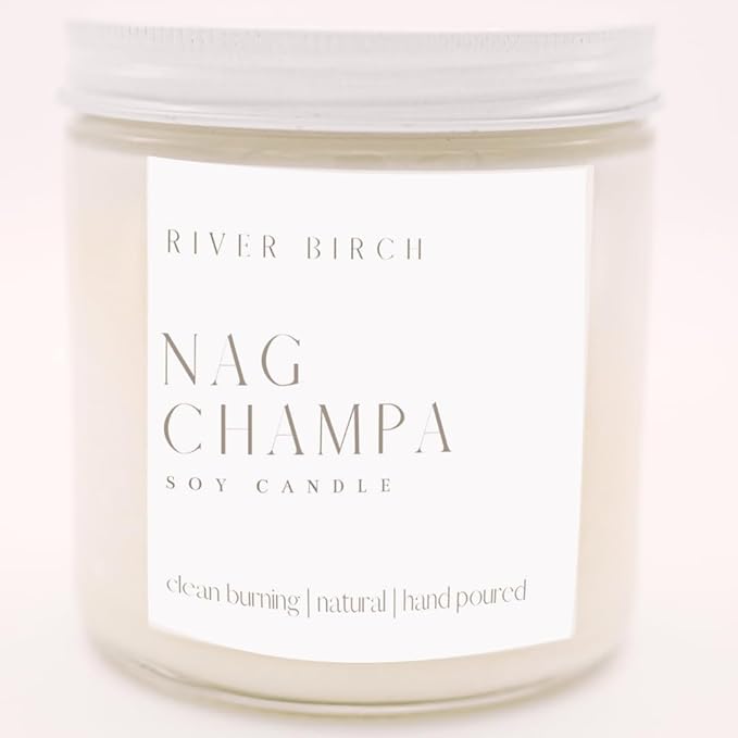 River Birch Candles Nag Champa Scented Candle | Premium, All-Natural, Non-Toxic, Soy Candles | 16oz 90 Hr Burn Time | Cozy Relaxing Gifts for Home