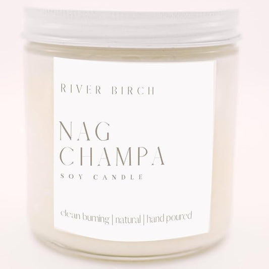 River Birch Candles Nag Champa Scented Candle | Premium, All-Natural, Non-Toxic, Soy Candles | 16oz 90 Hr Burn Time | Cozy Relaxing Gifts for Home
