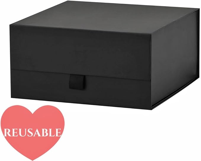 Black Gift Box 8x8x4 Inches Small Gift Boxes for Presents with Magnetic Closure Lid Luxury Collapsible Gift Box Bridesmaid, Wedding, Birthday Boxs for Gift Packaging