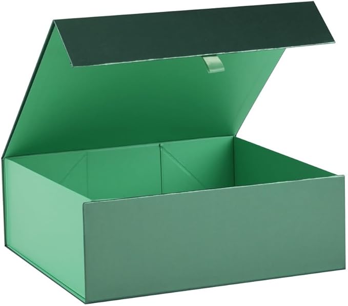 Large Gift Box 13.5x11.8x4.7 Inches, Green Gift Boxes for Presents with Magnetic Closure Lid, Luxury Gift Box Rectangle Collapsible Boxes for Gift Packaging
