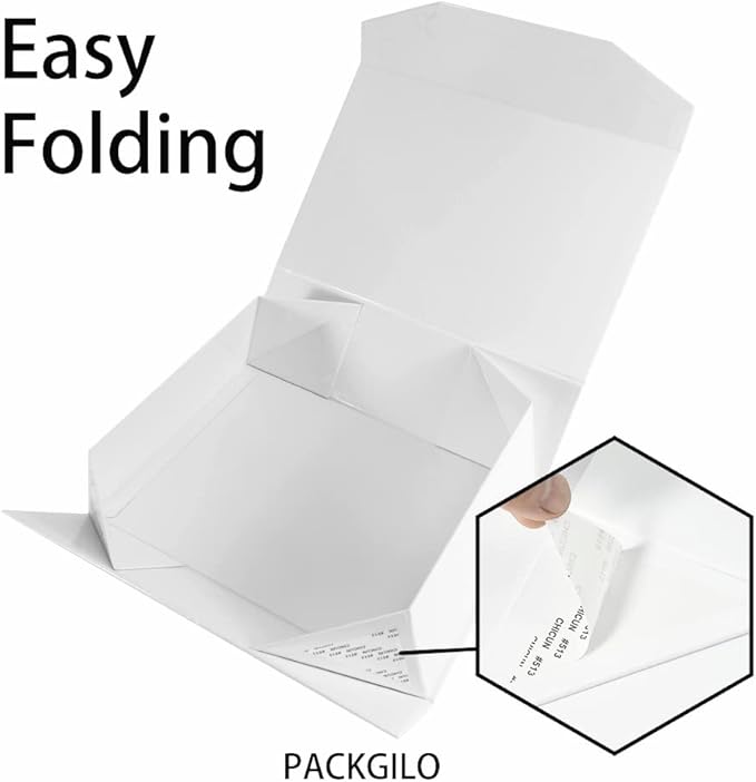 White Extra Large Gift Box with Lid 2 Pcs 16.5 x 13 x 5.3 Inches, Gift Box large White Gift Boxes for Presents Clothes Robe Wedding Dress Sweater,Reusable Foldable Bridesmaid Proposal Box（Glossy）