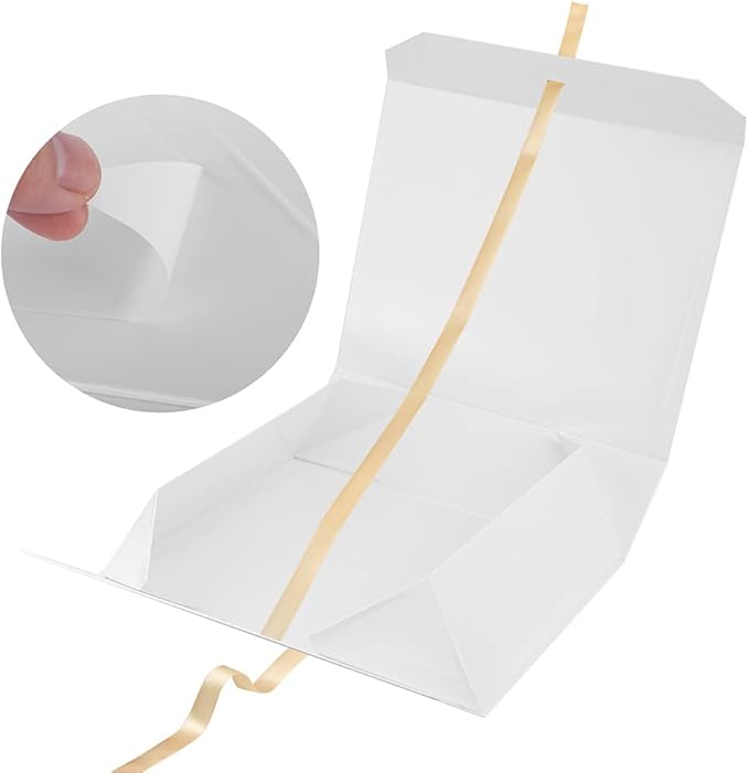 Extra Large White Gift Box 19x16x6 Inches With Ribbon and Magnetic Lid, Groomsman Proposal Box, Rectangle Collapsible for Wedding Gown (Matte White)