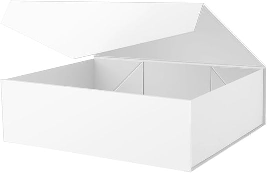 PACKHOME 17x14.5x5.5 Inches, Extra Large Gift Box with Lid, Magnetic Closure Box for Clothes and Large Gifts (Matte White with Grain Texture)