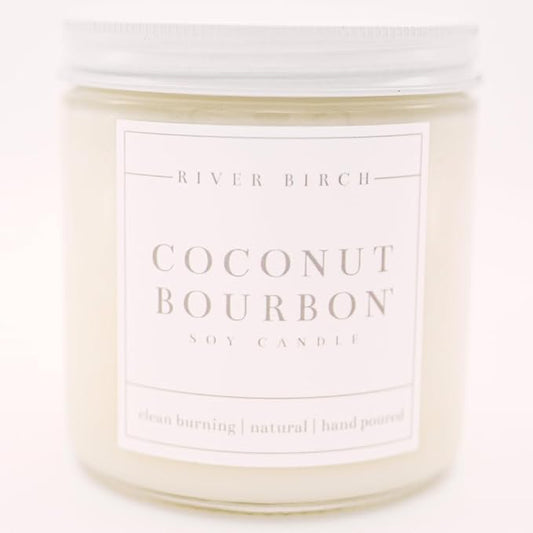 River Birch Candles Coconut Bourbon Scented Candle | Premium, All-Natural, Non-Toxic, Soy Candles | 16oz 90 Hr Burn Time | Cozy Relaxing Gifts for Home