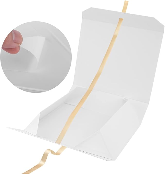 Extra Large White Gift Box with Ribbon 19x16x6 Inches,Gift Box with Lid Magnetic Closure (Glossy White)