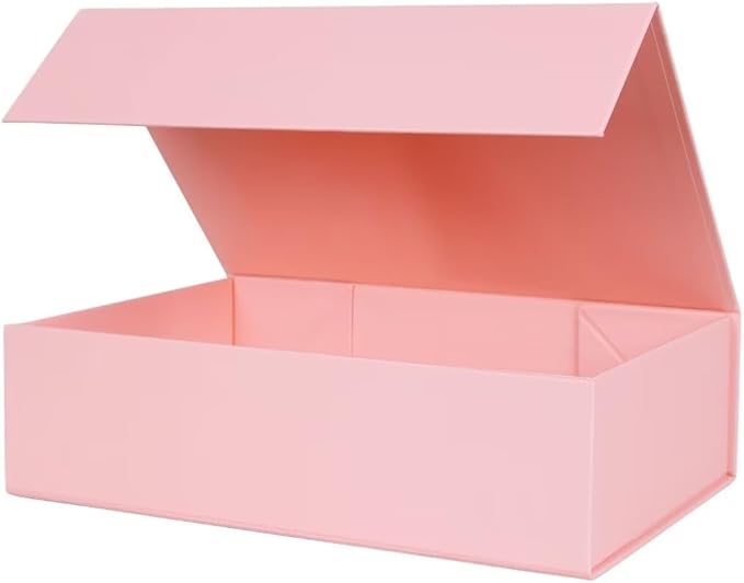 Aimyoo Pink Collapsible Gift Box with Magnetic Closure Lids 10.5x7x3 in, Bridesmaid Groomsman Proposal Boxes, Rectangle Storage Box 1 Pack