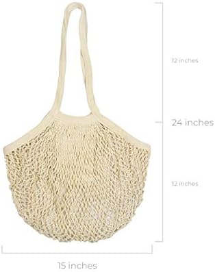 Best Farmers Market Bags - Sturdy Organic Cotton Mesh Tote for Grocery, Beach, Produce, Fruit & Vegetable Storage - Lightweight Fish Net Bag (1 Bag)