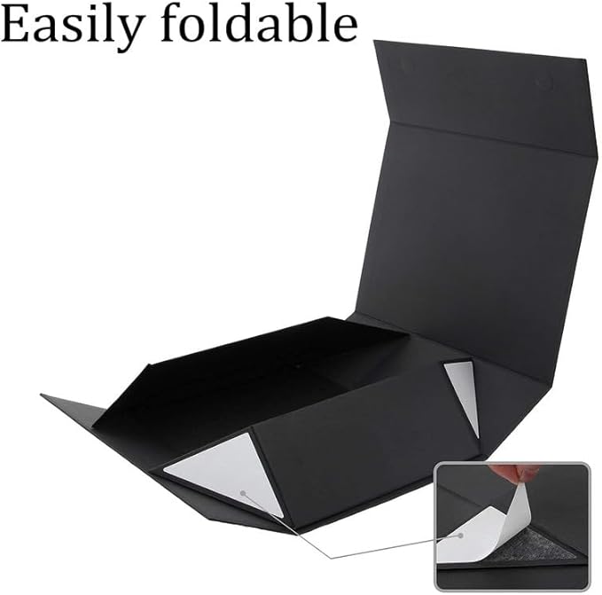 RayofSun Black Gift Boxes with Lids for Presents Small Gift Decorative Boxes 10.5x7x3 inch, Bridesmaid Groomsman Proposal Box for Wedding,Christmas, Birthday(1PC)