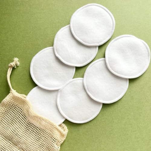 Mei Apothecary Soft Reusable Makeup Remover Pads Weekly Pack - 7 Pack Bamboo Cotton Rounds, Washable & Eco-Friendly, Zero Waste for All Skin Types