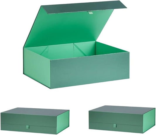 Extra Large Green Gift Box 3 Pack 16.5x14x5.5 Inches,Gift Boxs for Presents with Lid Magnetic Closure Collapsible,Groomsman Proposal Box,Birthday, Christmas,for Clothes and Large Gifts