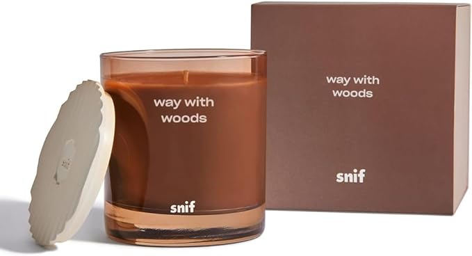 Way with Woods Luxury Scented Candle by Snif, Inviting, Crisp Scent, 50+ Hours, 100% Cotton Fiber Wicks, Soy Wax Blend, Non-Toxic, Vegan, 8.5 oz