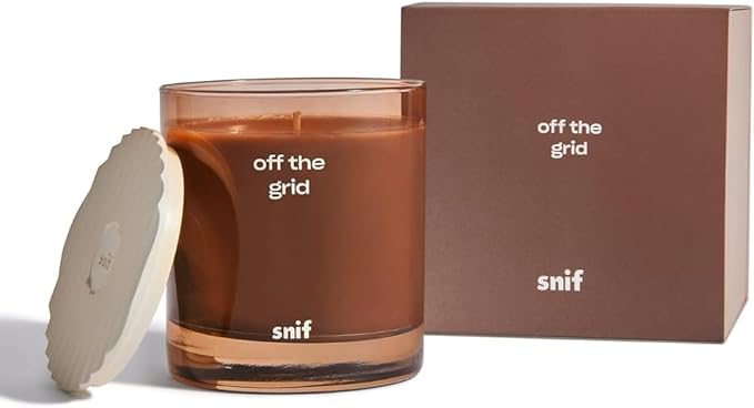 Off The Grid Luxury Scented Candle by Snif, Warm and Calming Candle, 50+ Hours, 100% Cotton Fiber Wicks, Soy Wax Blend, Non-Toxic, Vegan, 8.5 oz