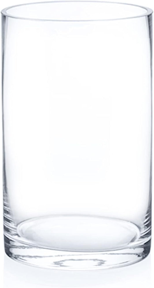 Enova Floral Clear Glass Cylinder Vase 6 x 10 Inches Round Flower Vase, Pillar Candle Floating Candle Holder Vase, Tall Glass Vase for Flowers, Glass Vase for Decor, Wedding Centerpieces (1 Piece)