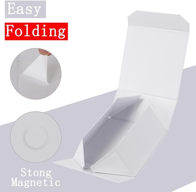 1 Pcs Small White Gift Box 8x8x4 Inch Magnetic Gift Box Small Magnetic Box with Crinkle Paper White Small Gift Box with Shredded Paper Luxury Gift Boxes with Lids for Presents