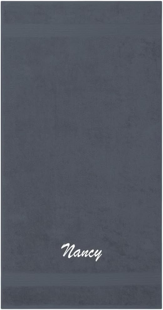 Kaufman - Personalized Terry Beach and Pool Towel 100% Cotton 30in X 54in Solid Color Bath Towel Embroidered (Steel)