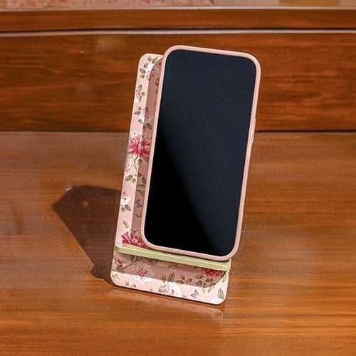 Wooden Pink Cell Phone Stand,Universal Phone Holder Stand Charging Hole Compatible with All Phone iPhone14,Smartphones,Facetime Holder for Desk 6"x 3.15"Inch Pink Peonies (Regular)