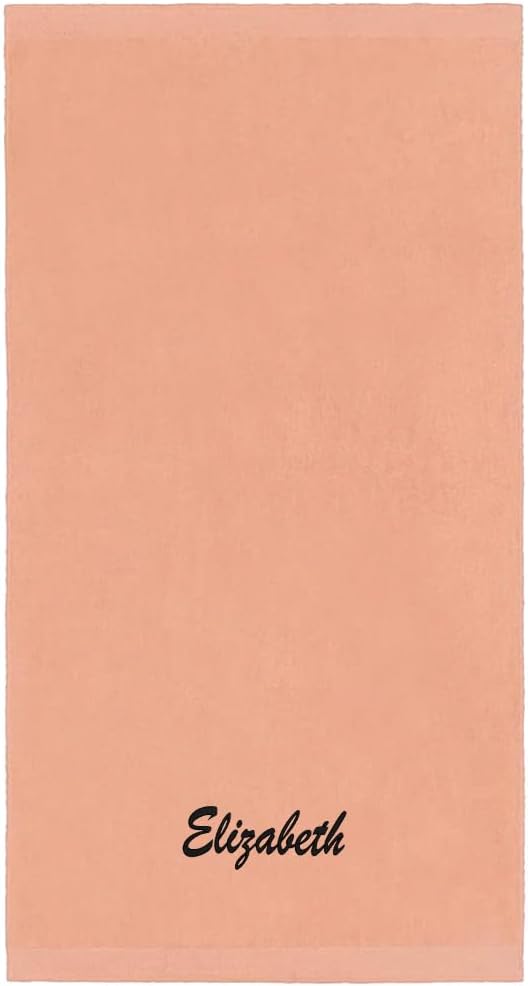 Kaufman - Personalized Velour Beach and Pool Towel 100% Cotton 30in X 60in Solid Color Bath Towel Embroidered (Peach)