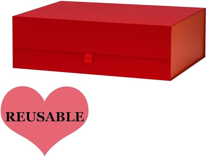 Extra Large Red Gift Box 16.5x14x5.5 Inches,Gift Boxs for Presents with Lid Magnetic Closure Collapsible,Bridesmaid Proposal Box,Birthday, Christmas,for Clothes and Large Gifts