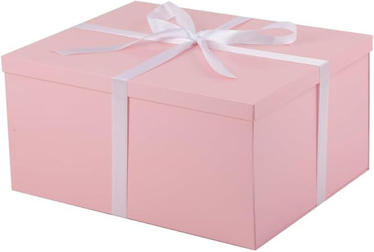 UoeRing 2Pcs Pink Extra Large gift box with lids 16.5×13×8 Inches gift boxes for presents,Birthday Box (include Ribbon, Paper Shred Filler Gift Card & Envelopes)