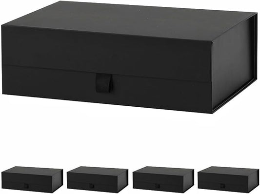 5 Pcs Black Gift Box for Presents 10.8x7.5x3.5 Inches Magnetic Gift Boxes with Lid Luxury Gift Box for Rectangle Collapsible for Bridesmaid, Wedding, Birthday Gift Packging