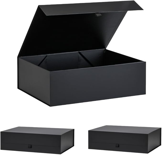 Extra Large Black Gift Box 3 Pack 16.5x14x5.5 Inches,Gift Boxs for Presents with Lid Magnetic Closure Collapsible,Groomsman Proposal Box,Birthday, Christmas,for Clothes and Large Gifts