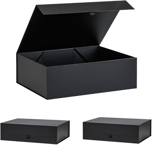 Extra Large Black Gift Box 3 Pack 16.5x14x5.5 Inches,Gift Boxs for Presents with Lid Magnetic Closure Collapsible,Groomsman Proposal Box,Birthday, Christmas,for Clothes and Large Gifts