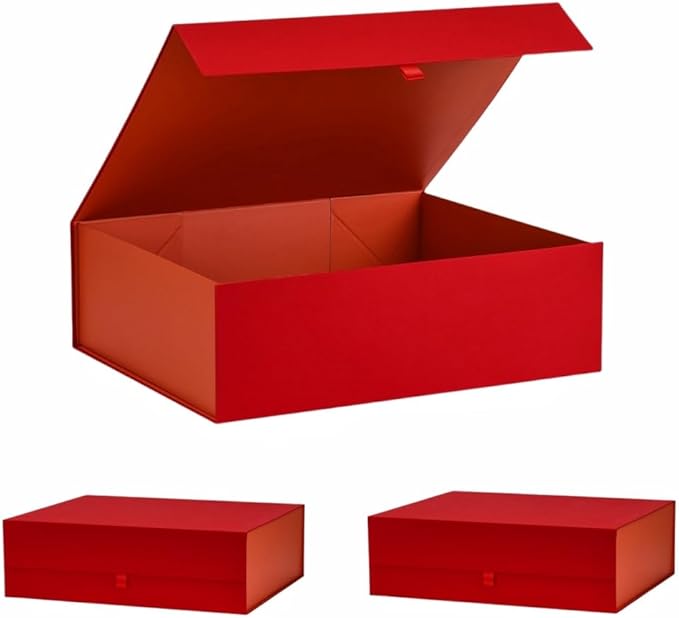 Extra Large Red Gift Box 3 Pack 19x16x6 Inches,Gift Boxs for Presents with Lid Magnetic Closure Collapsible,Bridesmaid Proposal Box,Birthday, Christmas,for Clothes and Large Gifts