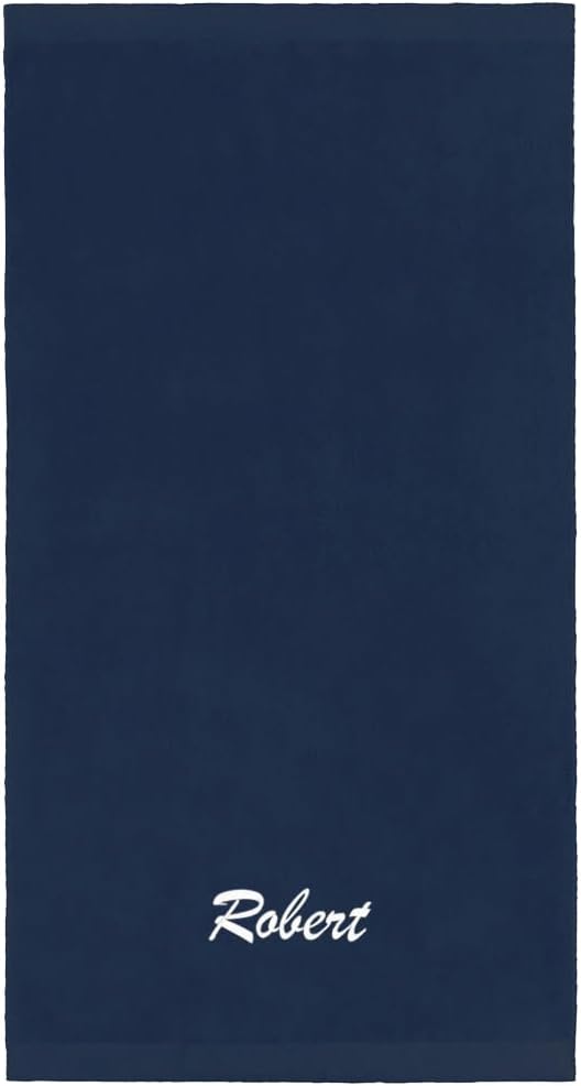 Kaufman - Personalized Velour Beach and Pool Towel 100% Cotton 30in X 60in Solid Color Bath Towel Embroidered (Cobalt)