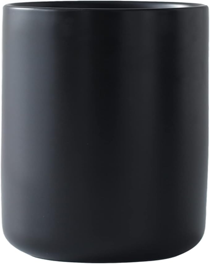 Black Kitchen Utensil Holder for Countertop, Matte Ceramic Utensils Crock for Kitchen Counter-top, Modern Spatula Holder, Cooking Utensil Holder Easy to Clean for Farmhouse 4.5×6.4 IN