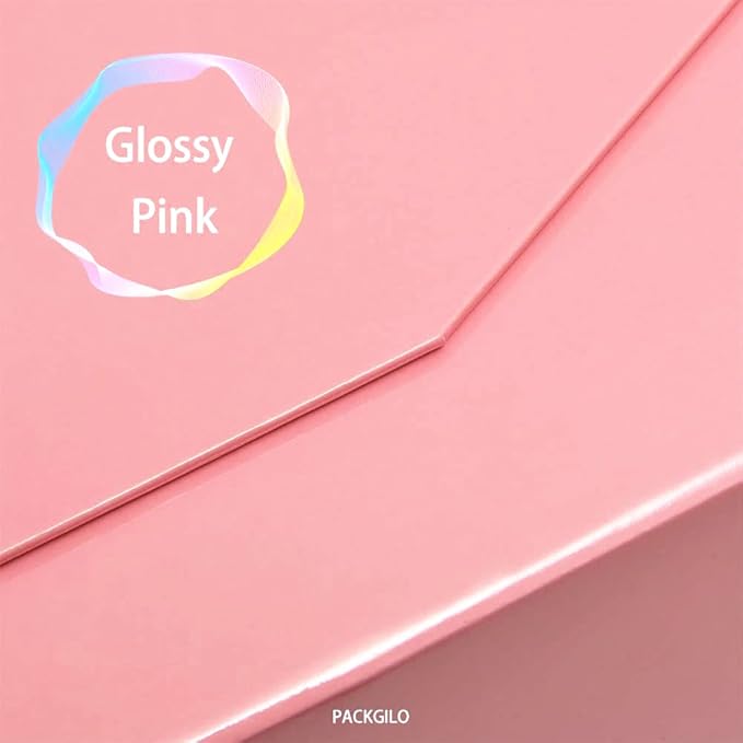 2 Pink Large Gift Boxes with Lid 13x9x4 Inches, Bridesmaid Proposal Boxes, Hard Collapsible Gift Box with Magnetic Closure, Groomsman Box Reusable Gift Box for Cloth (Glossy Pink)