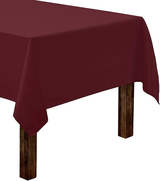 Gee Di Moda Rectangle Tablecloth - 60 x 102 Inch Burgundy Table Cloth for 6 Foot Rectangle Table - Heavy Duty Washable Fabric - for 6 Ft Buffet Table, Holiday Party, Dinner, Wedding & Baby Shower
