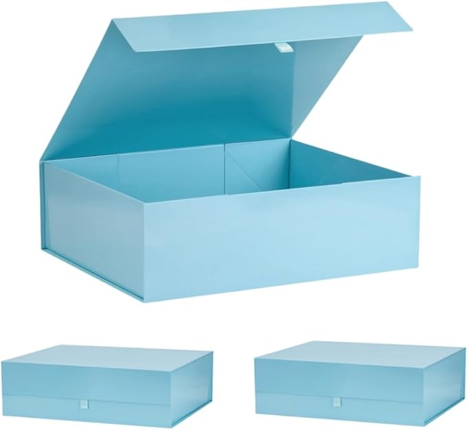 Extra Large Blue Gift Box 3 Pack 19x16x6 Inches,Gift Boxs for Presents with Lid Magnetic Closure Collapsible,Groomsman Proposal Box,Birthday, Christmas,for Clothes and Large Gifts