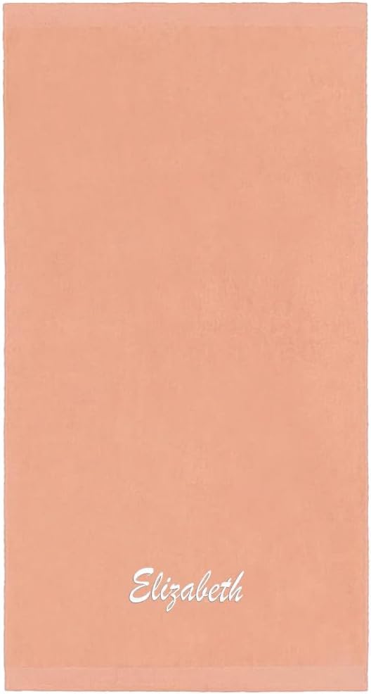 Kaufman - Personalized Velour Beach and Pool Towel 100% Cotton 30in X 60in Solid Color Bath Towel Embroidered (Peach)
