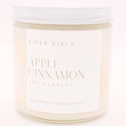 River Birch Candles Apple Cinnamon Scented Candle | Premium, All-Natural, Non-Toxic, Soy Candles | 16oz 90 Hr Burn Time | Cozy Relaxing Gifts for Home