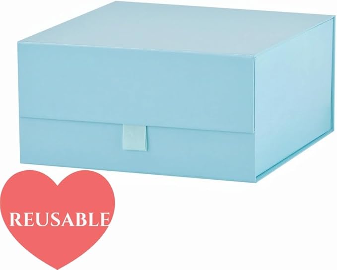 Blue Gift Box 8x8x4 Inches Small Gift Boxes for Presents with Magnetic Closure Lid Luxury Collapsible Gift Box Bridesmaid, Wedding, Birthday Boxs for Gift Packaging