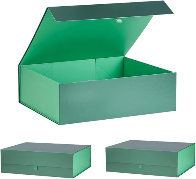 Extra Large Green Gift Box 3 Pack 19x16x6 Inches,Gift Boxs for Presents with Lid Magnetic Closure Collapsible,Groomsman Proposal Box,Birthday, Christmas,for Clothes and Large Gifts