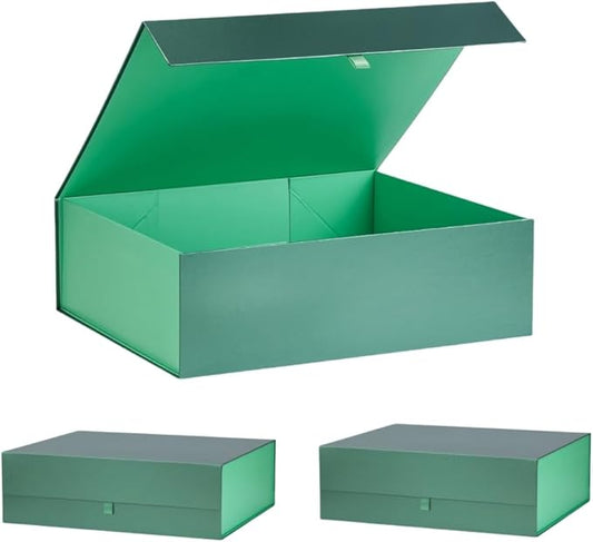 Extra Large Green Gift Box 3 Pack 19x16x6 Inches,Gift Boxs for Presents with Lid Magnetic Closure Collapsible,Groomsman Proposal Box,Birthday, Christmas,for Clothes and Large Gifts