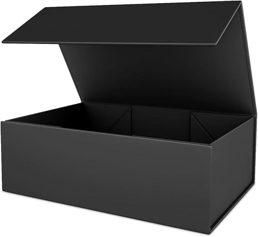 Black Gift Box 12" x 6" x 4" with Magnetic Closure Lid Gifts Boxe for Presents,Bridesmaid Gifts Boxes,Cute Box,Birthday Gift Boxe,Luxury for Gifts Packaging, Magnetic Gift Boxes for Wrapping Gifts (Black)
